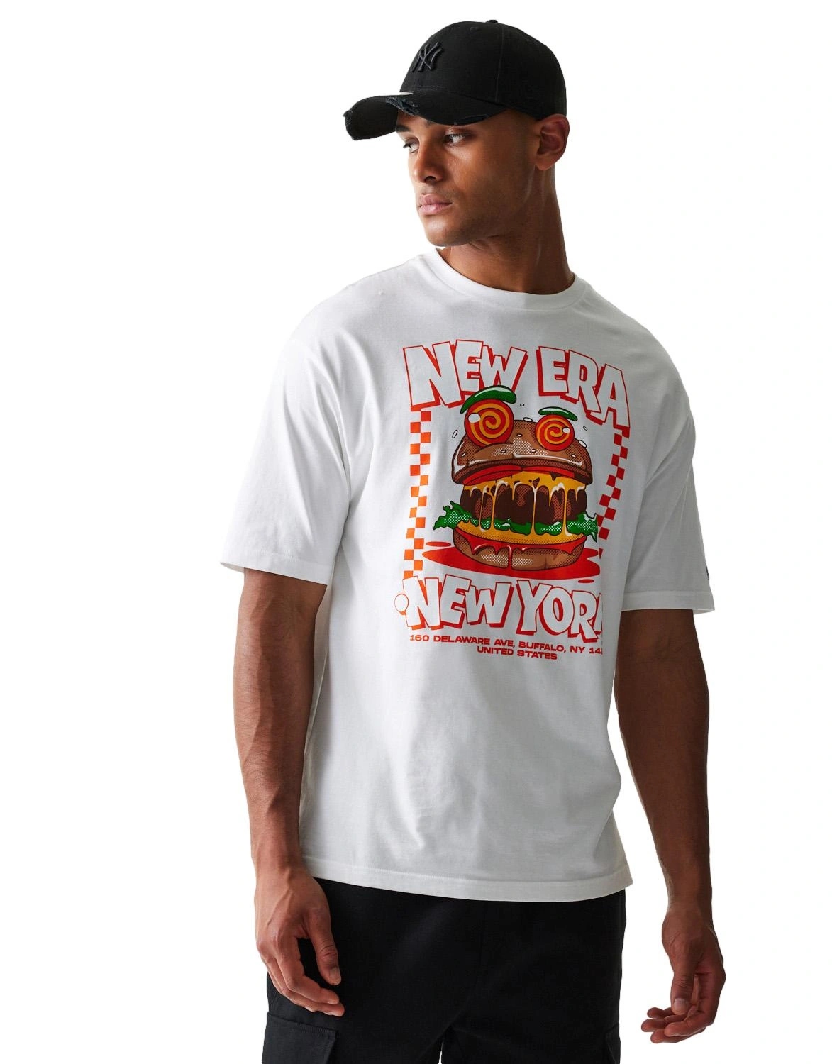Tričko pánské New Era tričko Burger Buffalo Ny oversize bavlna bílá
