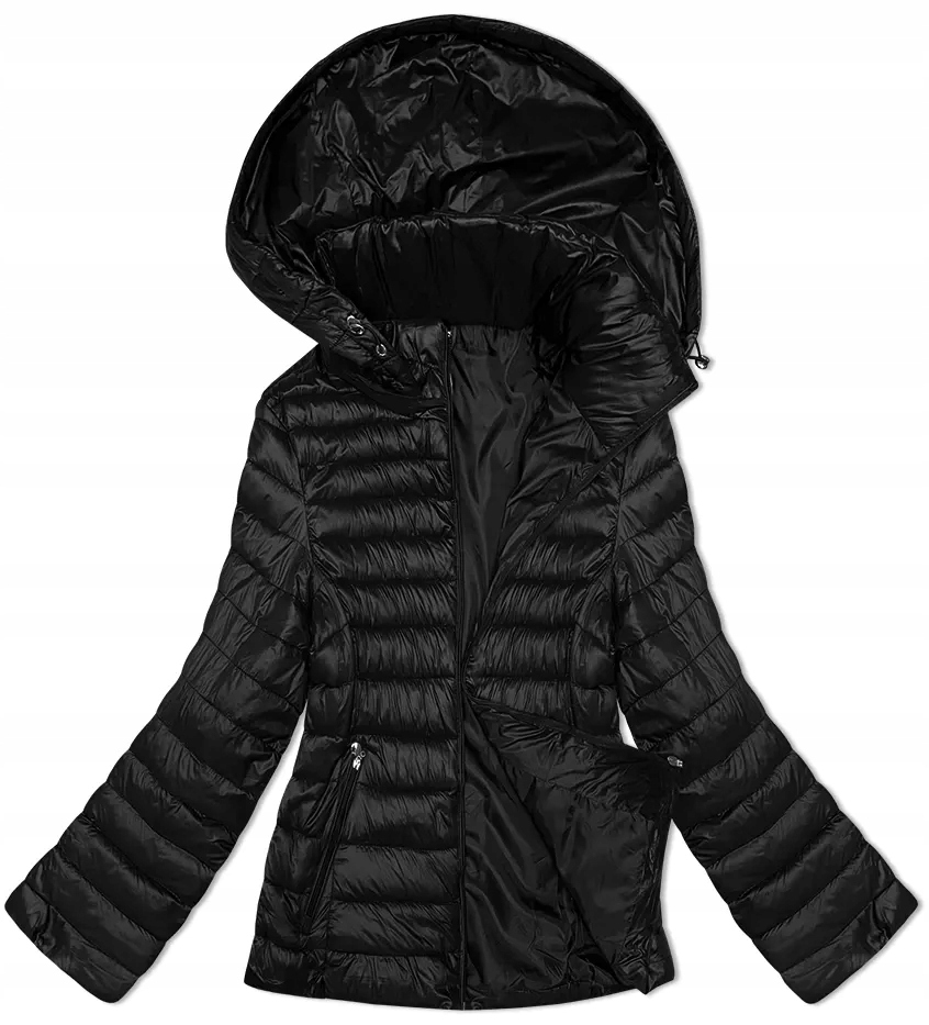 Dámská Odnímatelná Bunda Kapuce B8220 Černá 52