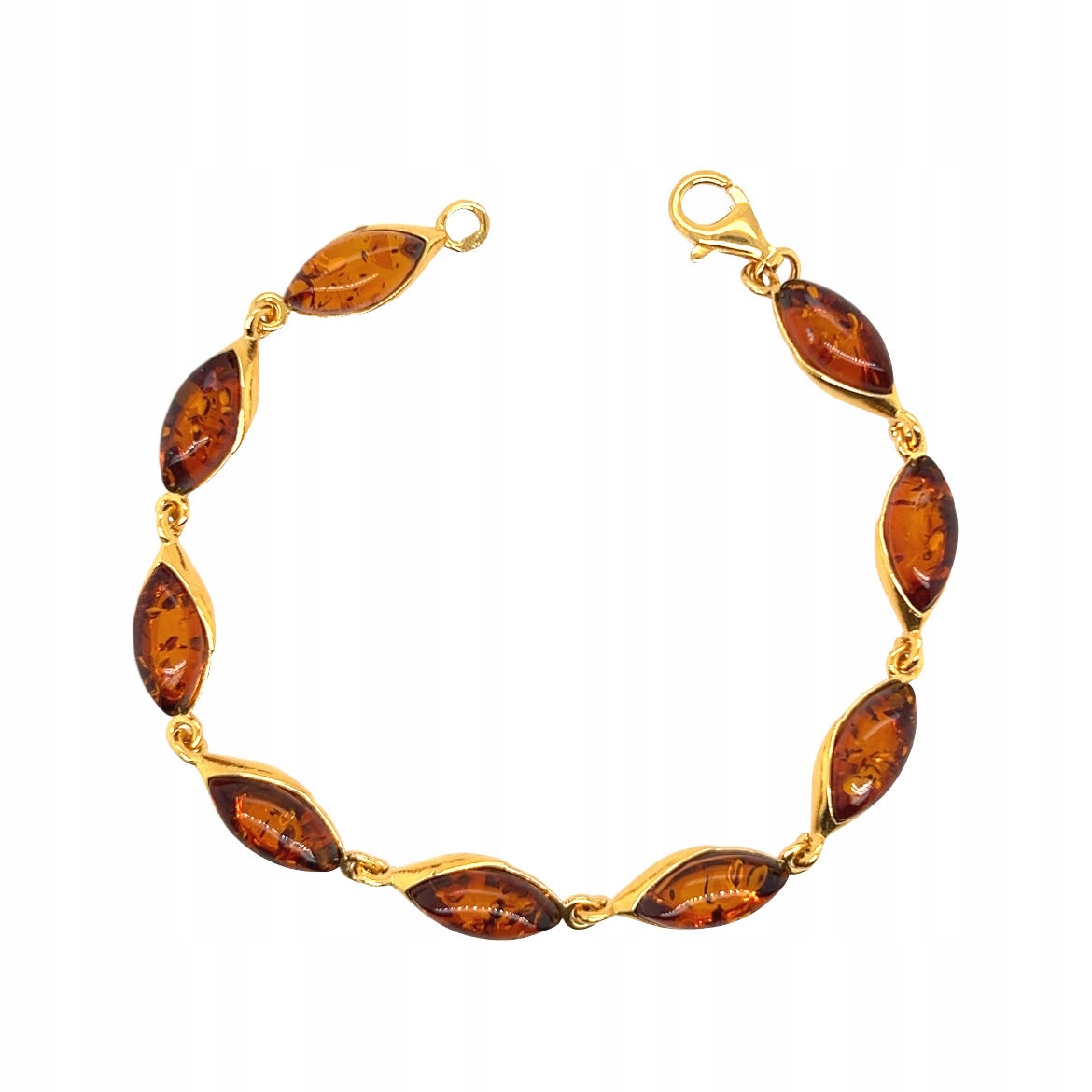 Stříbrný Pozlacený náramek s baltským jantarem stříbro 925 jemný