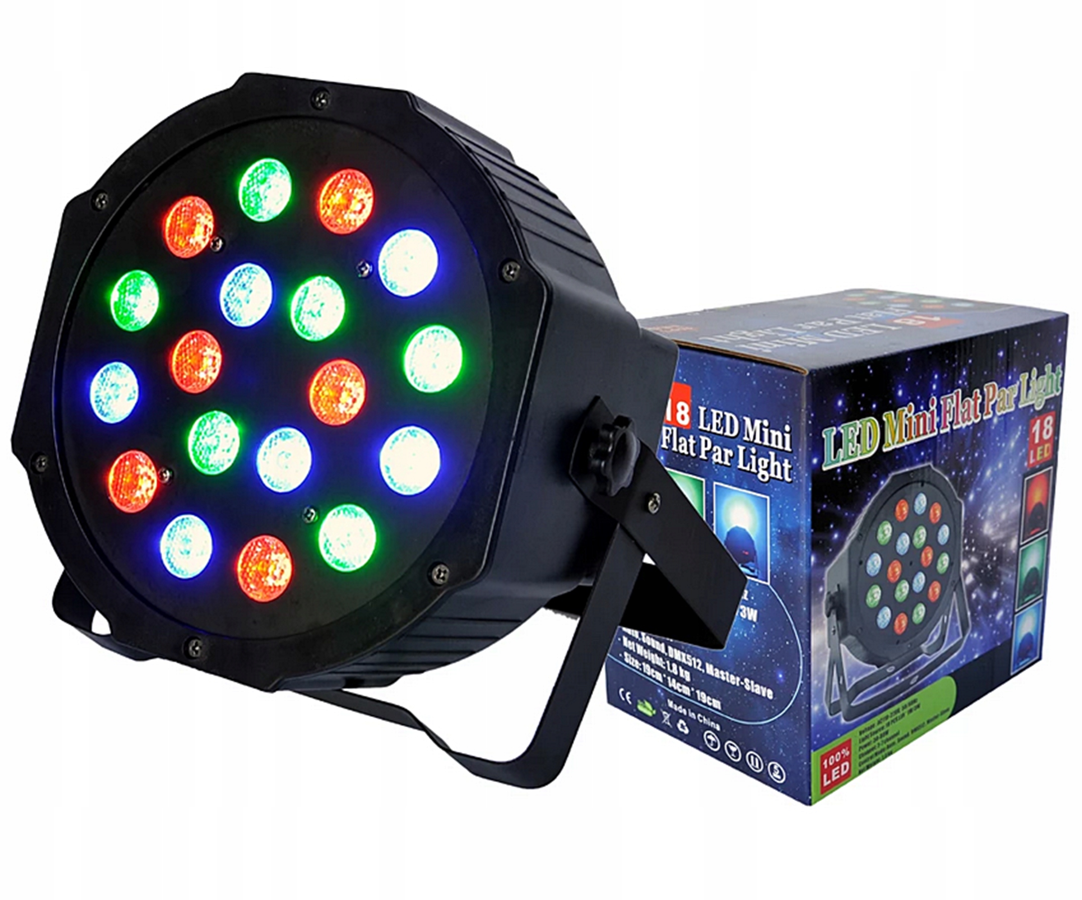 KOLOROFON LAMPA 18 LED STROBOSKOP RGB REFLEKTOR NA IMPREZĘ LAMPA DJ Model REFLEKTOR LED PROJEKTOR