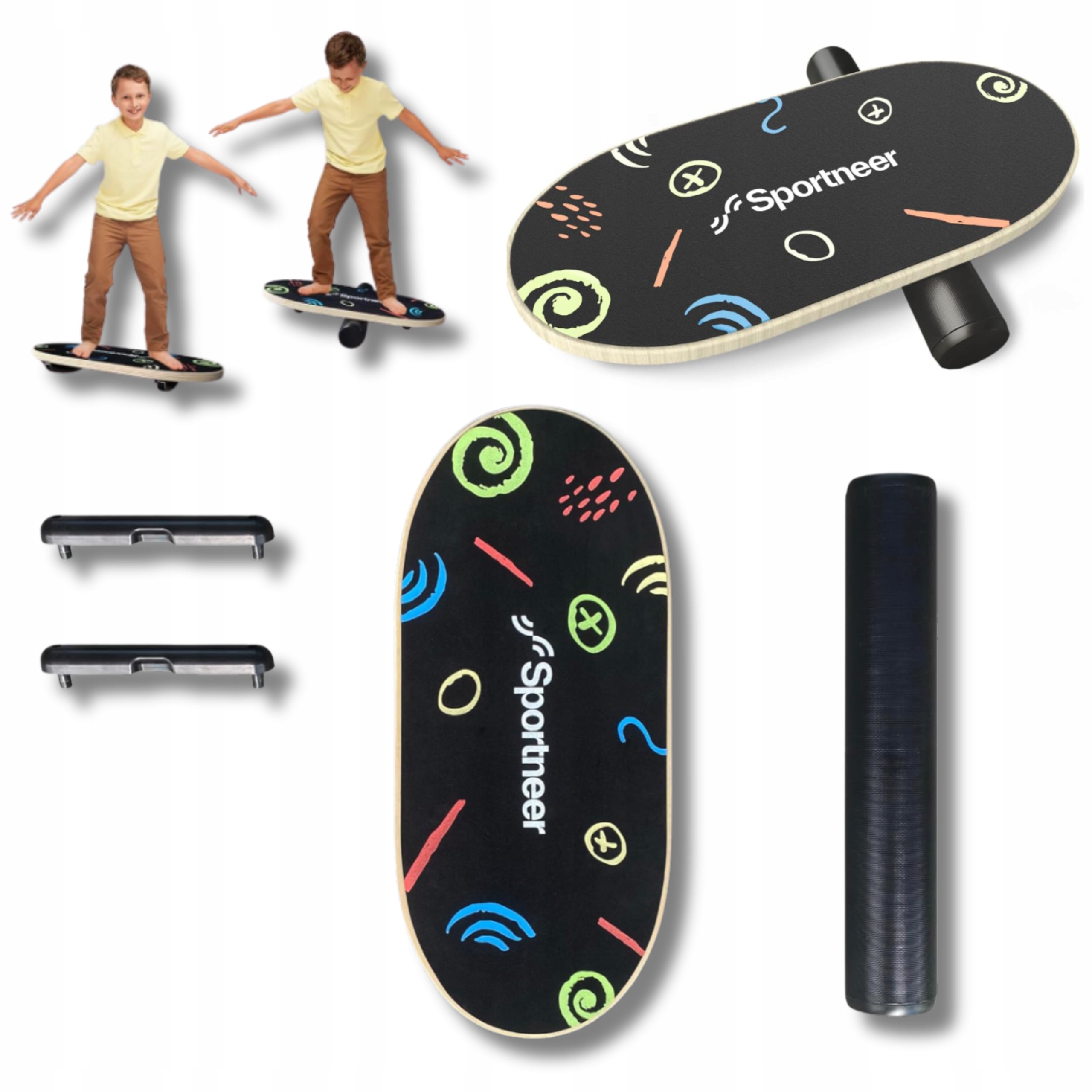 DESKA DO BALANSOWANIA DREWNIANA SPORTNEER 2W1