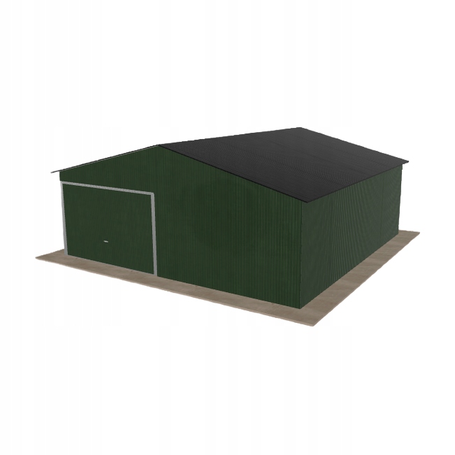 Plechová garáž 6.5x6.5 m jednopolohová, dvouspádová, zelená