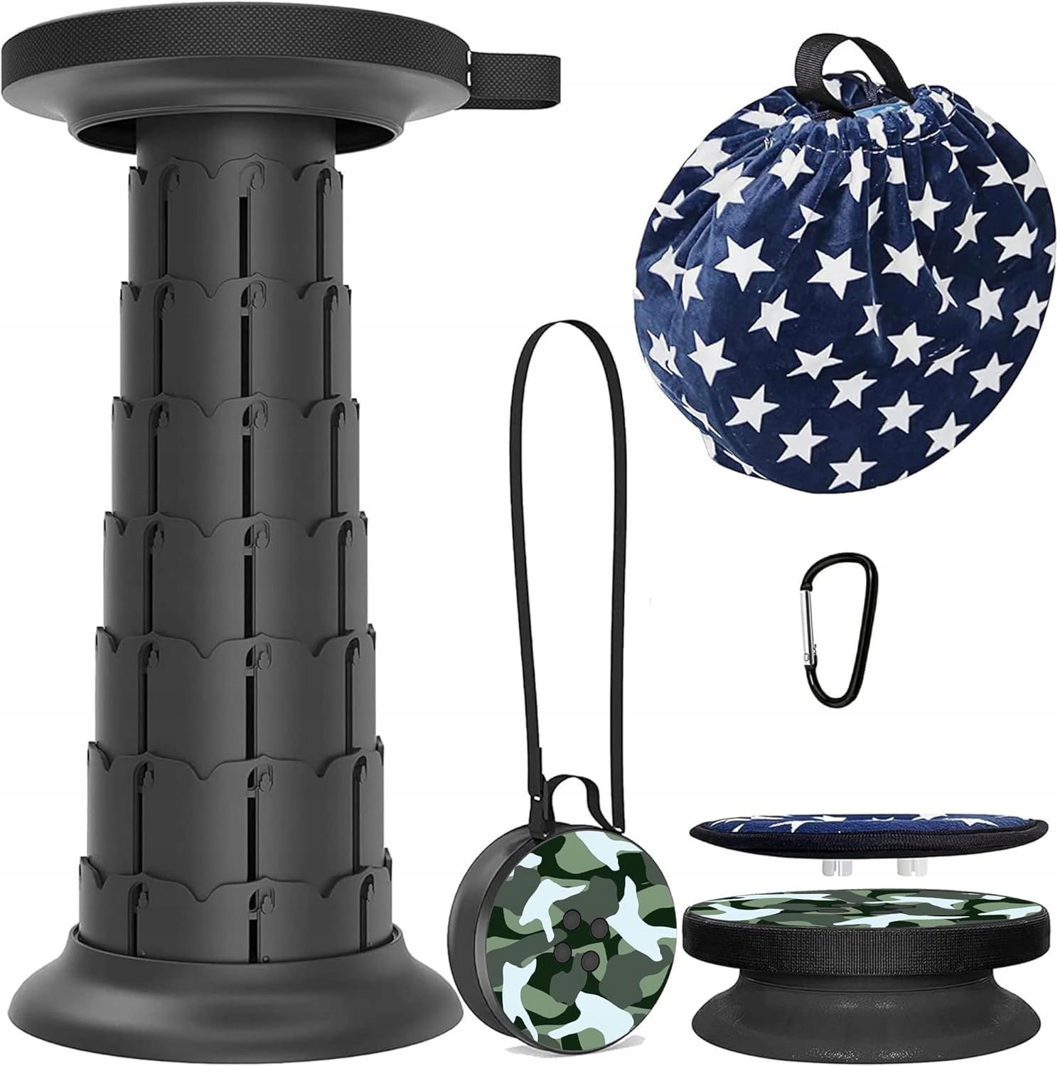 Krzesło kempingowe, składany teleskopowy stołek przenośny 3639