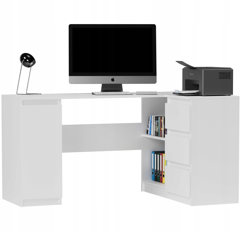 Meble Biurko narożne komputer 3sz 155cm BIAŁE N12