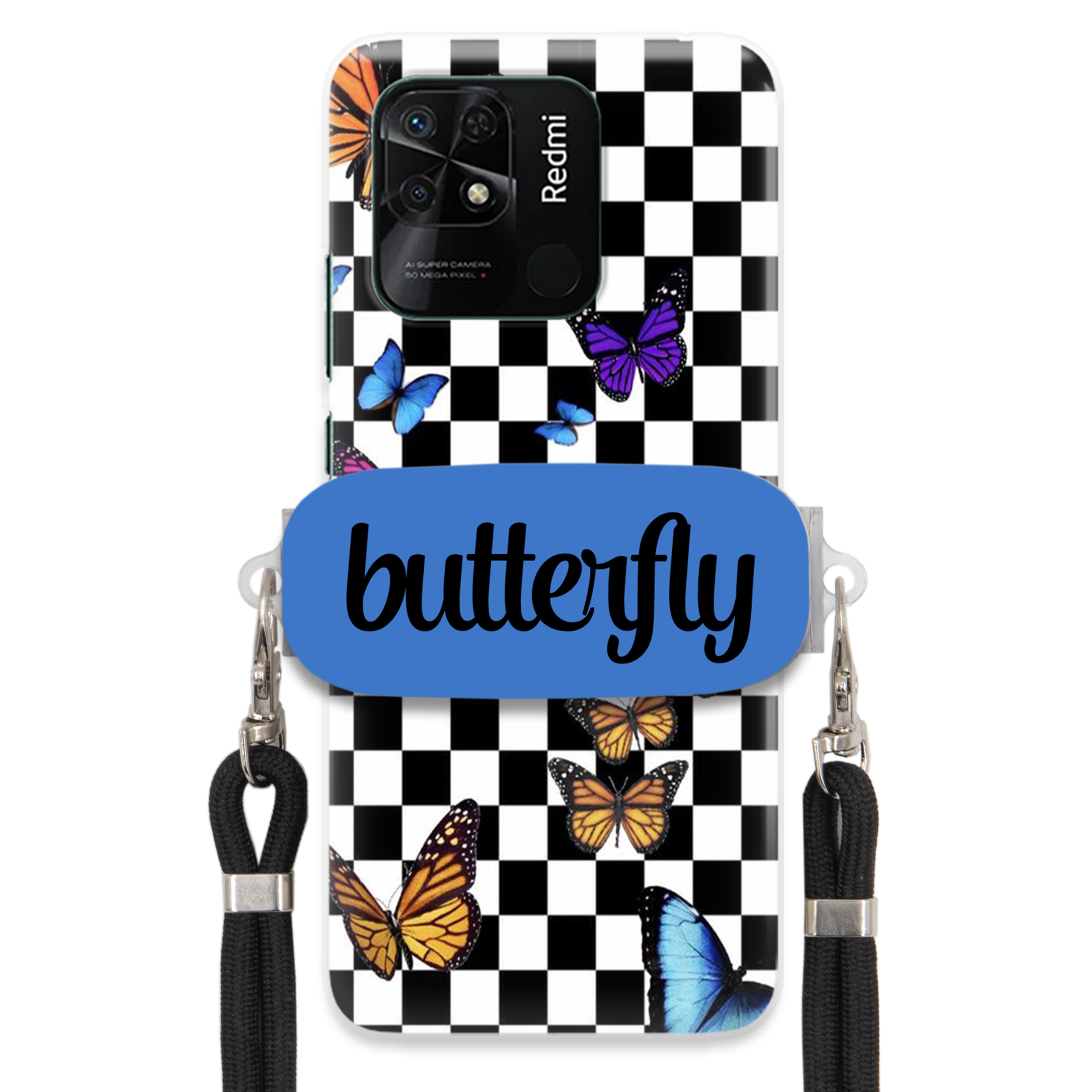 Puzdro Pre Xiaomi Redmi 10C 4G Puzdro Obdĺžnikový Držiak Vodítko Butterfly Motýle