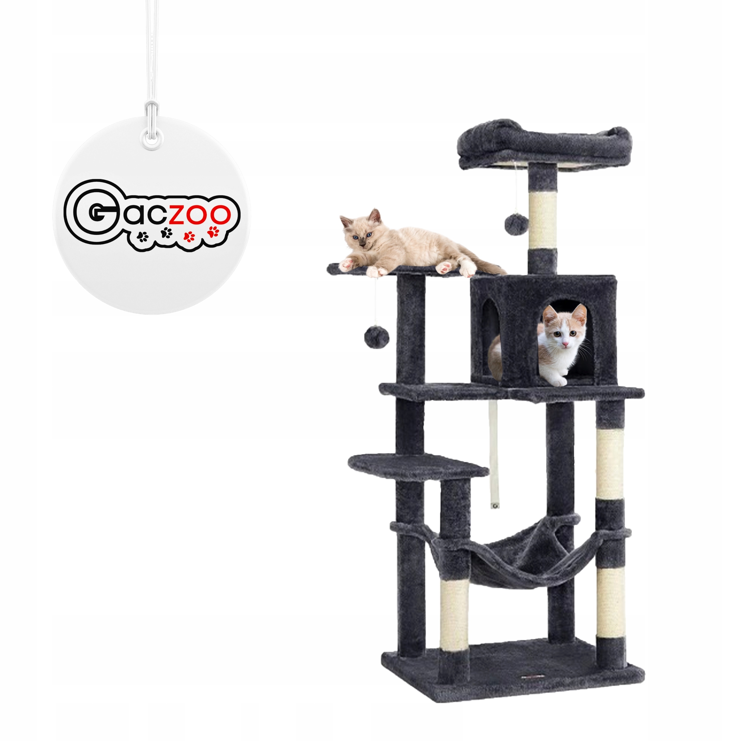 Levně Gaczoo Škrabadlo pro kočky velké věžové pelíšek 55 x 45 x 143 cm tmavě šedé