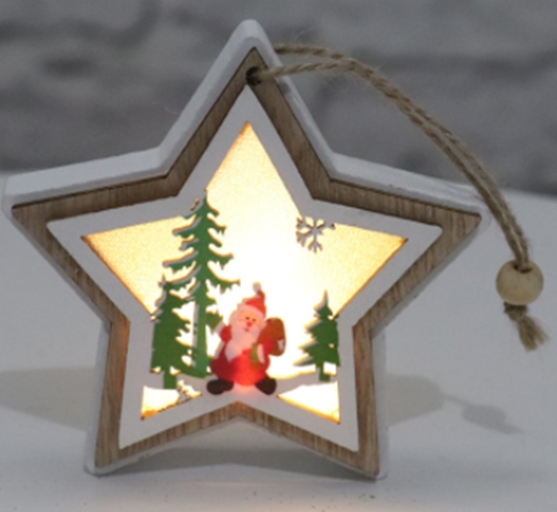 

Zawieszka Led świąteczna drewno gwiazda 10cm