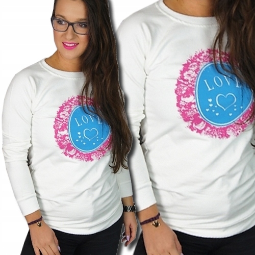

Modna Bluza damska dresowa bluzka z Nadrukiem, L