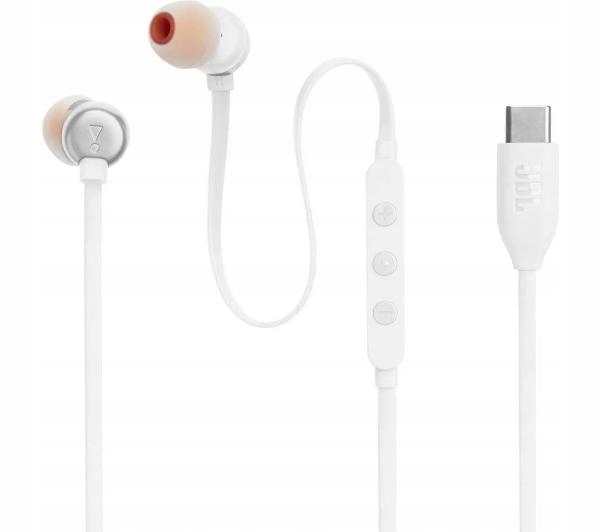 Słuchawki przewodowe JBL Tune 310C USB-C Dokanałowe Mikrofon Białe Waga produktu 14.3 g