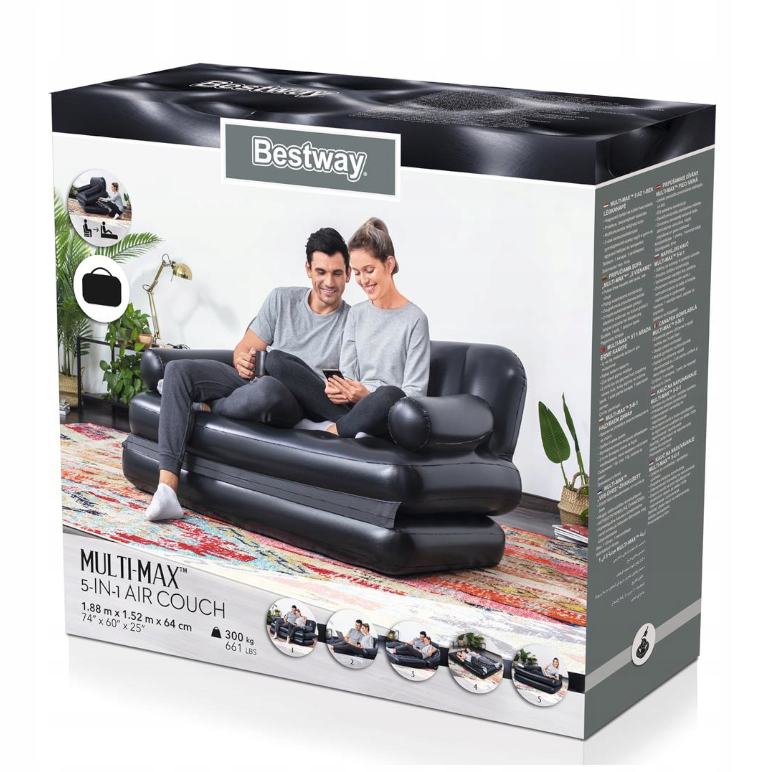 Materac dmuchany Sofa dwuosobowa rozkładana 5w1 Bestway 75054 Waga produktu z opakowaniem jednostkowym 4.9 kg