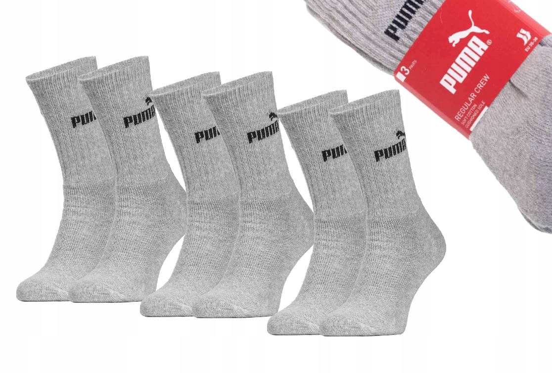 

Skarpety Puma długie 3-pack szare r. 39/42