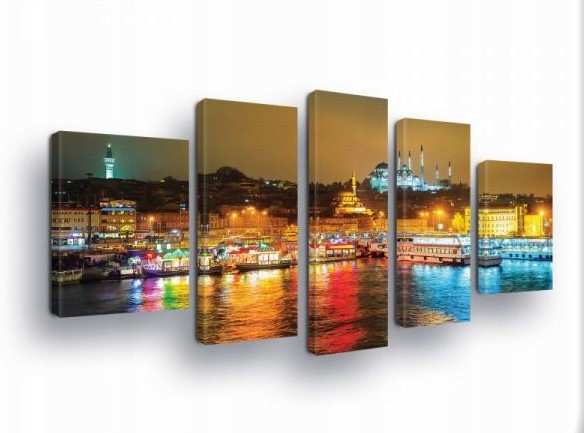 Obraz 170x100 Nočné mesto svetla odraz panoráma Istanbul mešita loďky