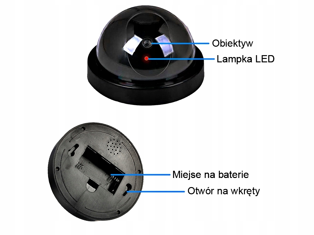 ATRAPA MONITORINGU KAMERA REJESTRATOR Z DIODĄ LED Kolor czarny