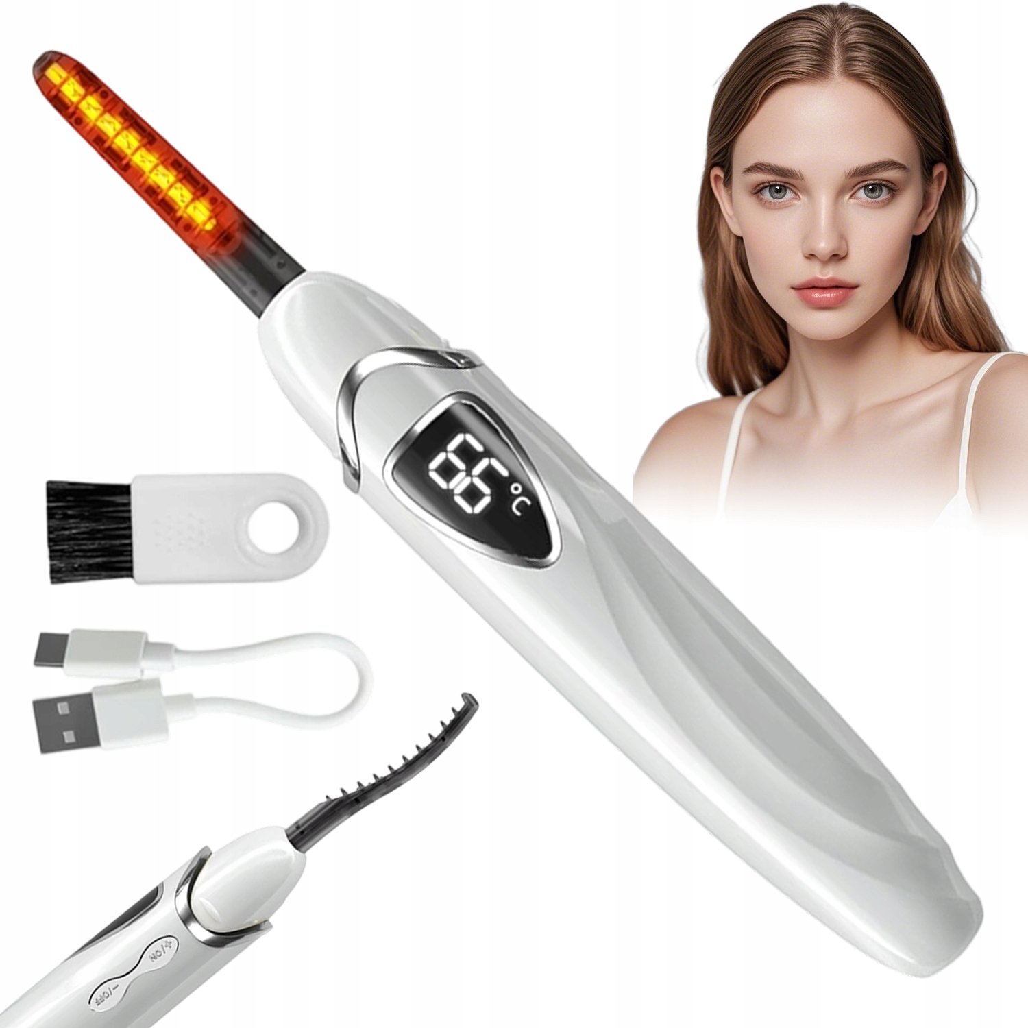 24HODINOVÁ Vyhřívaná Řasenka S Trvalým Účesem 60C-90C Bílá