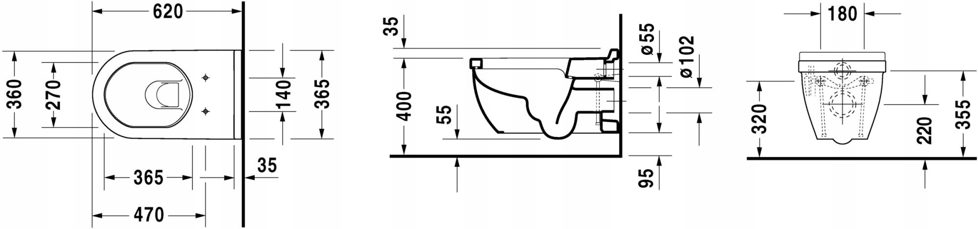 MISKA WC KIBEL WISZĄCA BIAŁA DURAVIT STARCK 3 Stan opakowania oryginalne