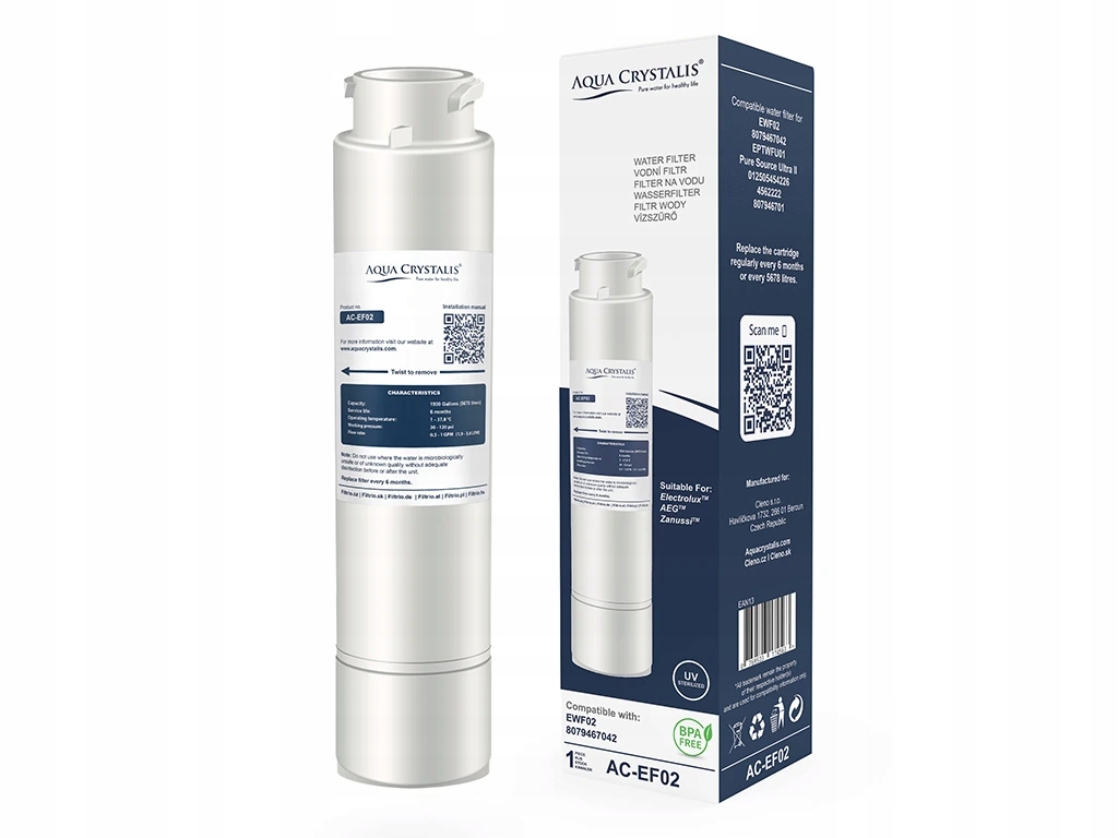 Aqua Crystalis vodní filtr AC-EF02 (Náhrada Electrolux EWF02 8079467042)