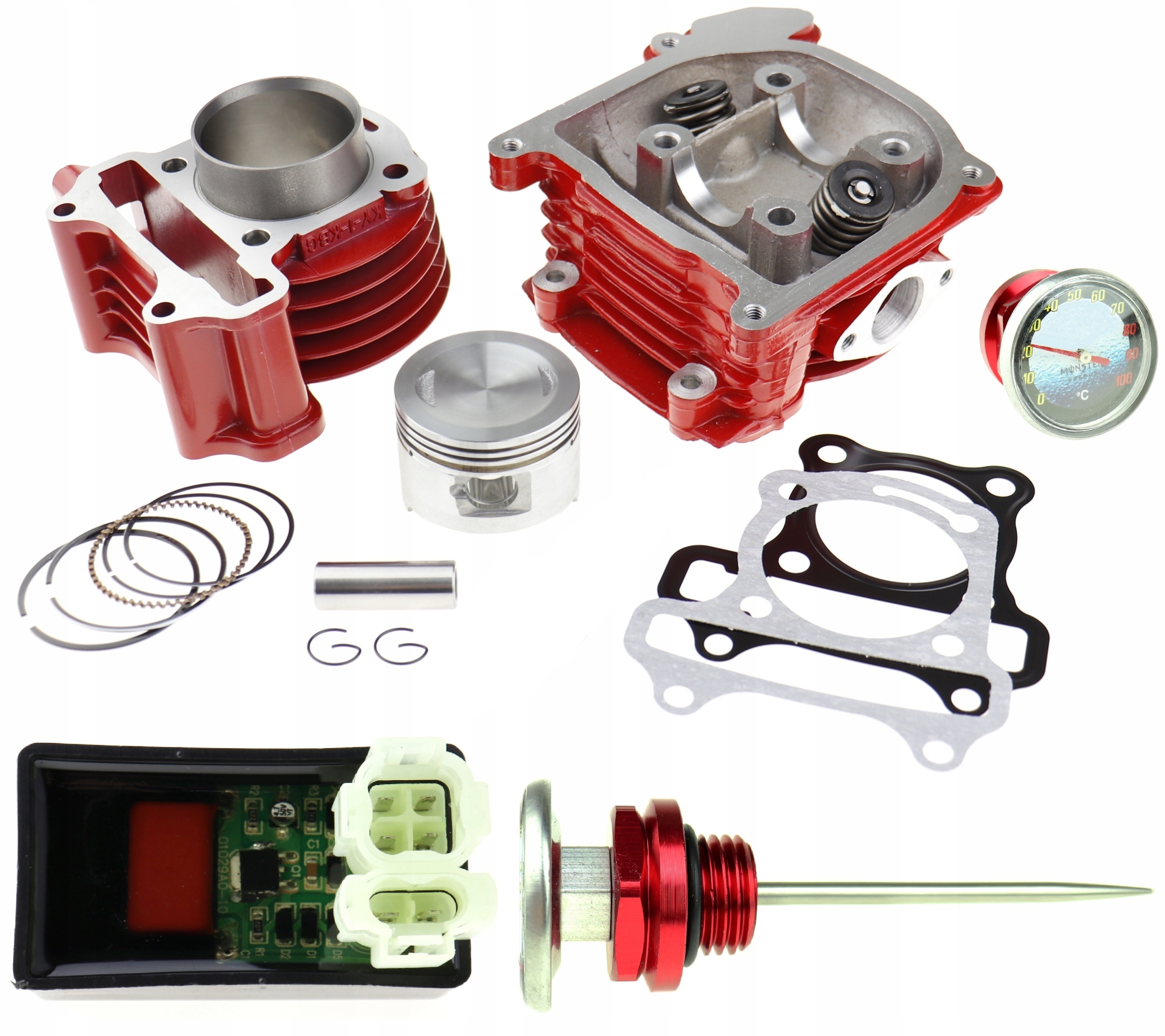 

Cylinder 80 Głowica Skuter 4T GY6 Duże Zawory