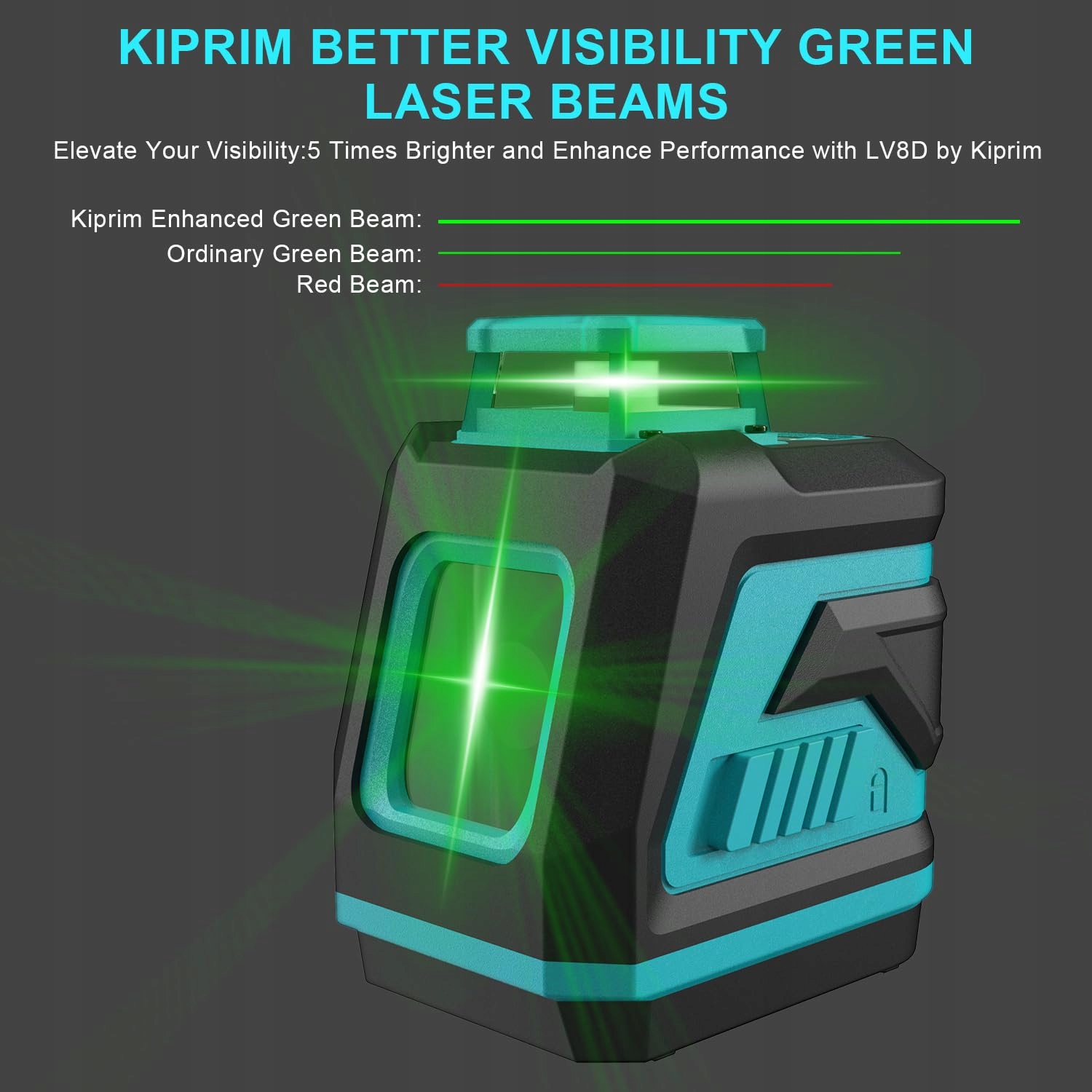 KIPRIM Zielony Laser Krzyżowy LV8D 5 Linii Samopoziomujący Z Bateriami — miniatura 2