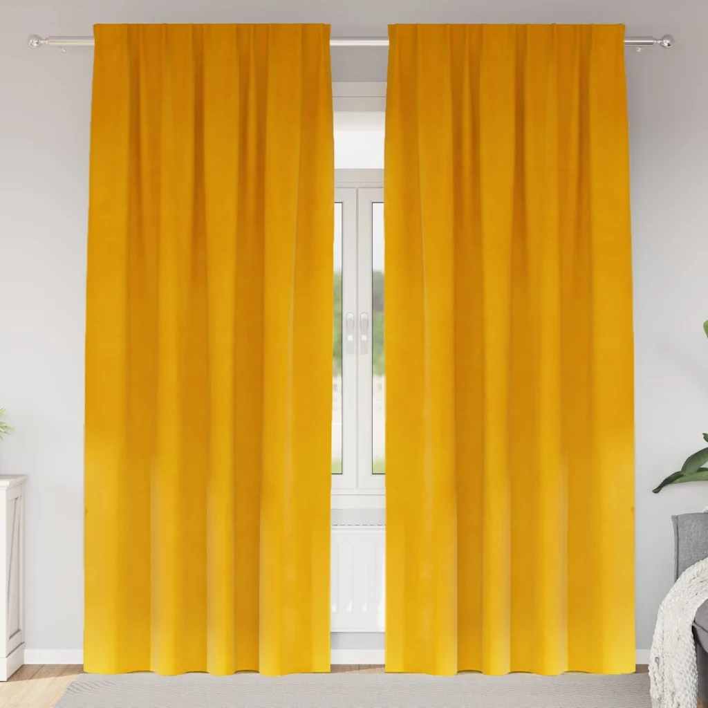 vidaXL Zatemňovací závěsy 2 pcs Hořčicově žlutá 140 x 225 cm samet