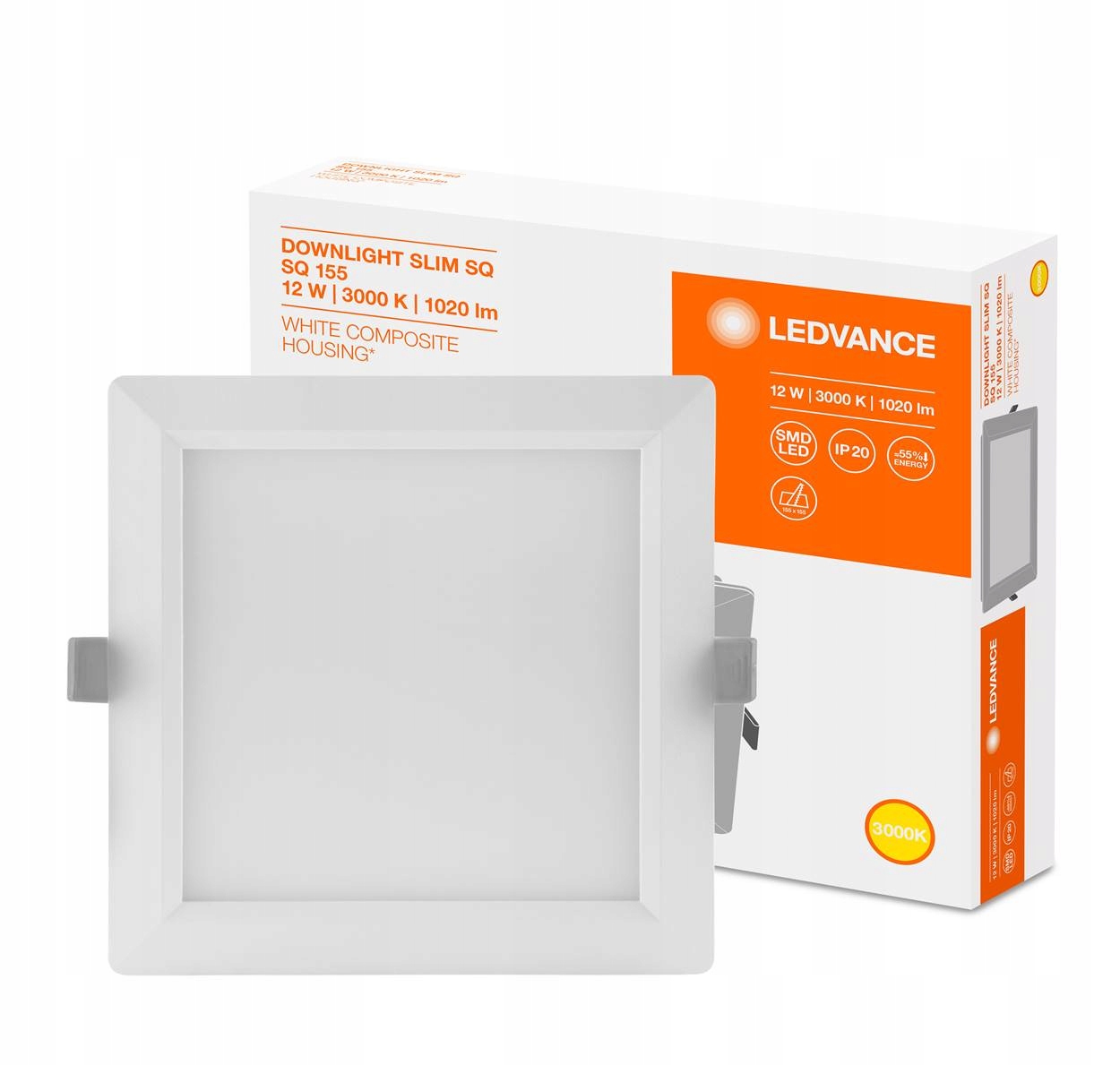 

Panel Led Kwadrat Wpuszczany 12W 3000K Ledvance