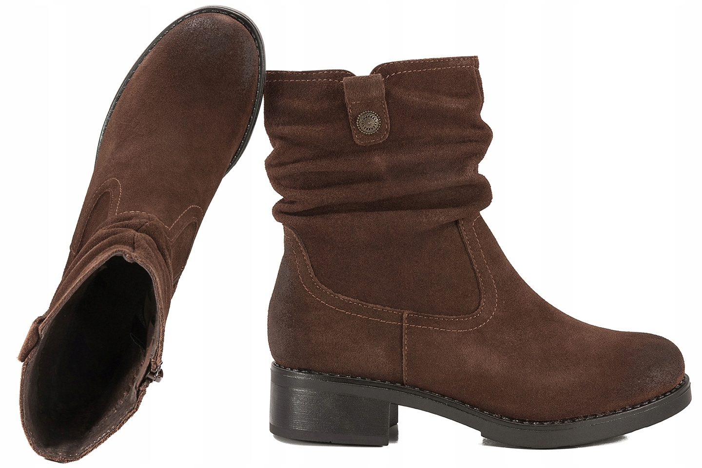 Sergio Leone BT355-S Dámské Zimní Kozačky Kotníkové Boty Semišové hnědé 37