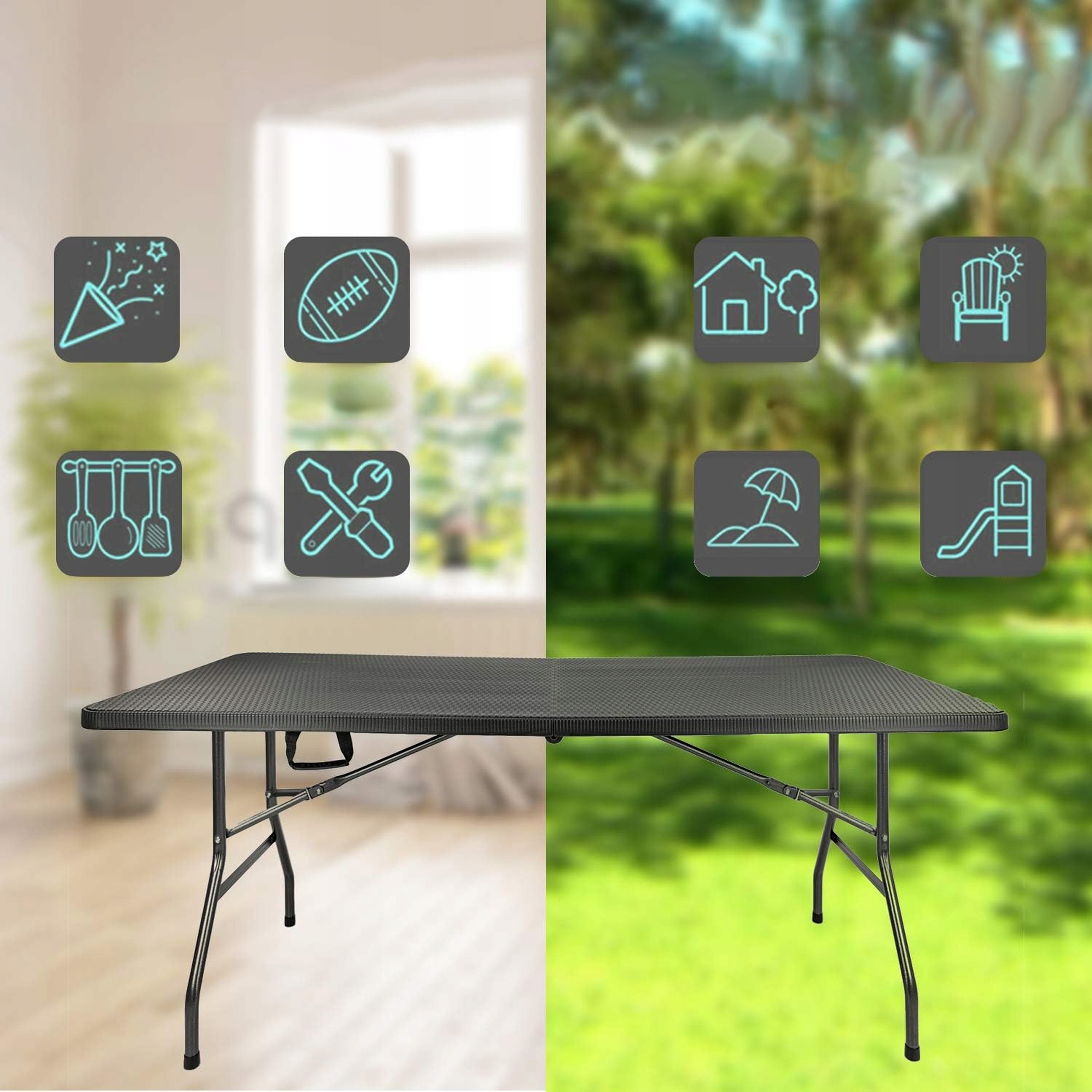 STÓŁ CATERINGOWY ROZKŁADANY OGRODOWY BANKIETOWY WALIZKA SKŁADANY DUŻY 180cm EAN (GTIN) 5905753738239