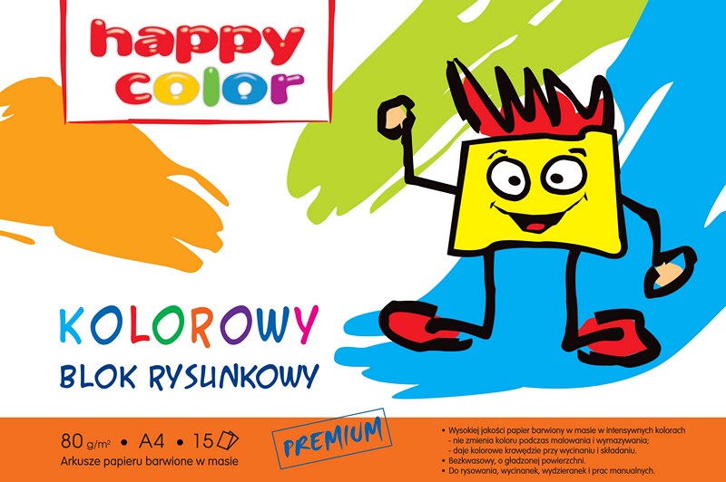 HAPPY COLOR BLOK RYSUNKOWY A4 15.ARK KOLROWY