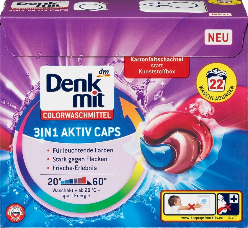 

Denkmit Aktiv Caps Pranie Color Kapsułki 3w1 22szt