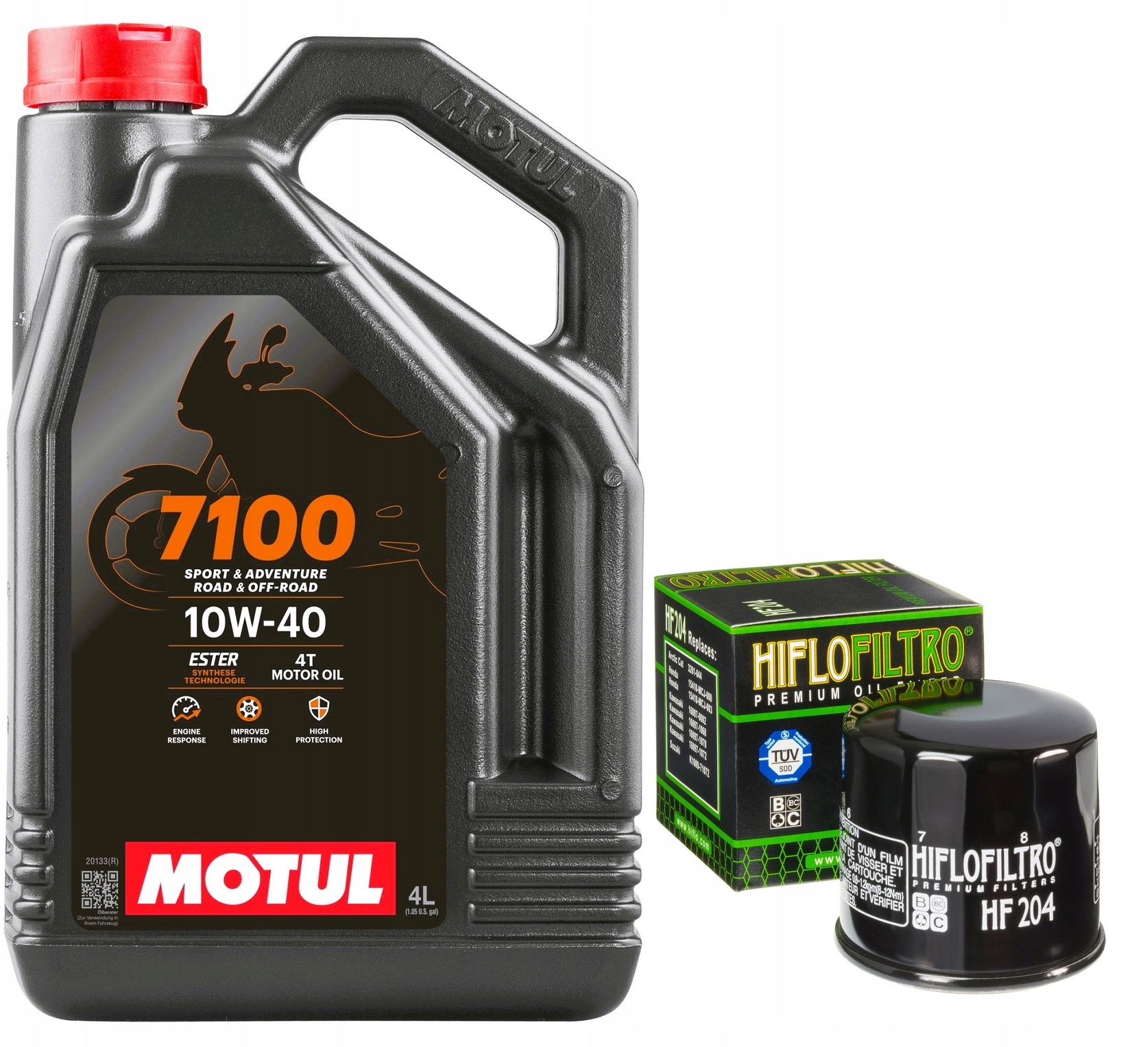 Olej Motul 7100 10W40 4L. Filtr HF204, Yamaha XSR900, 16-23r.