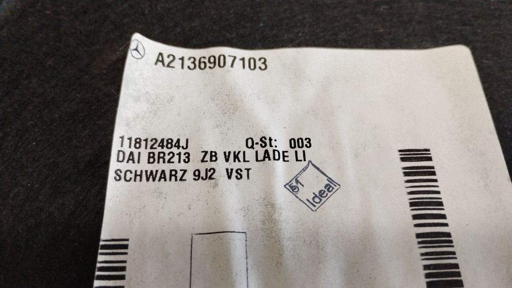 Mercedes-Benz E W213 boot upholstery left rear part A2136907103