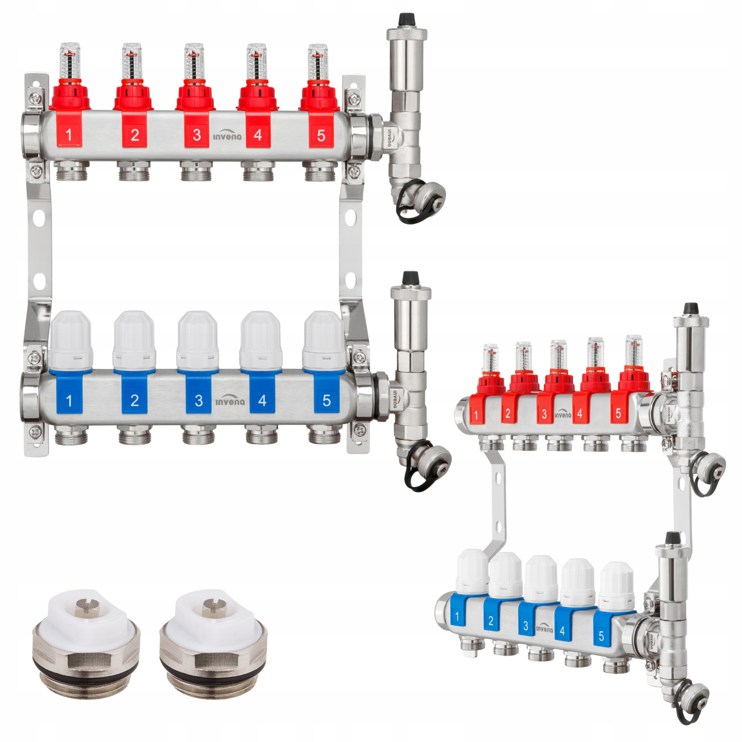 Podlahový Rozdělovač Podlahového Vytápění S 5 Obvodovými Částmi, Ocelový, Nerez
