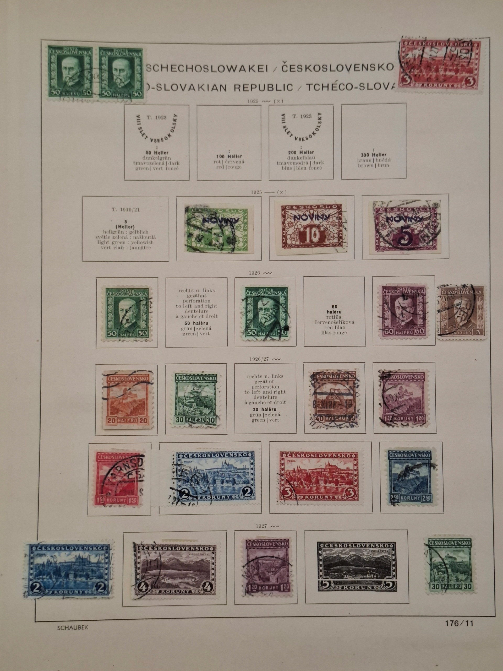 Znaczki Czechosłowacja strona z klasera Czechy