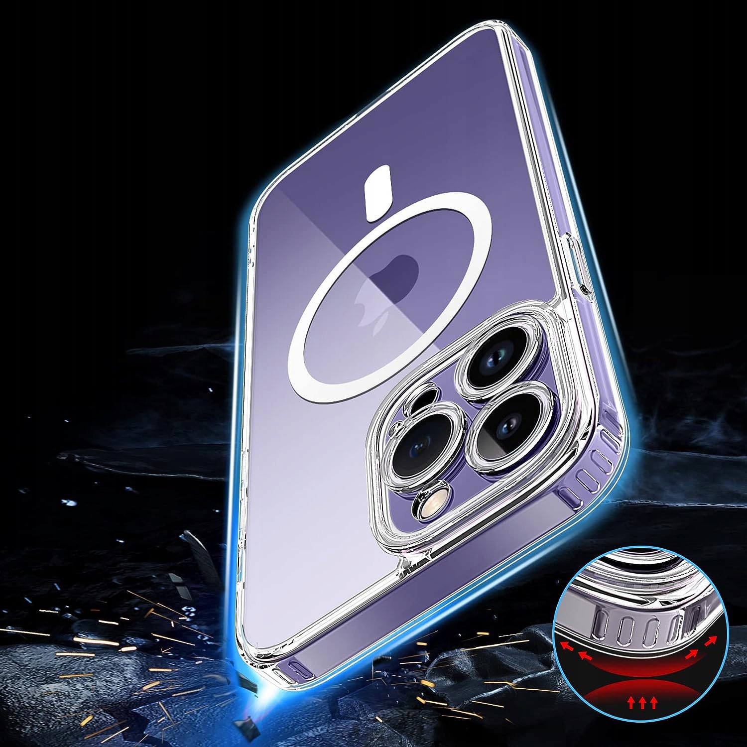 ETUI MAGNETYCZNE DO MAGSAFE DO IPHONE 15 PRO MAX CLEAR CASE +SZKŁO Dedykowany model iPhone 15 PRO MAX