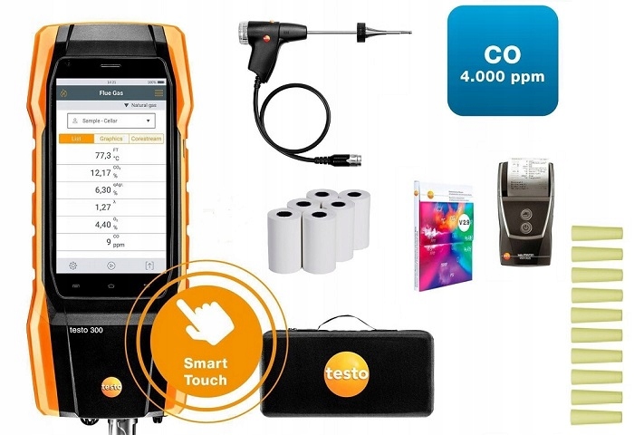 АНАЛИЗАТОР ВЫХЛОПНЫХ ГАЗОВ TESTO 300 С СЕНСОРНЫМ ПРИНТЕРОМ CO