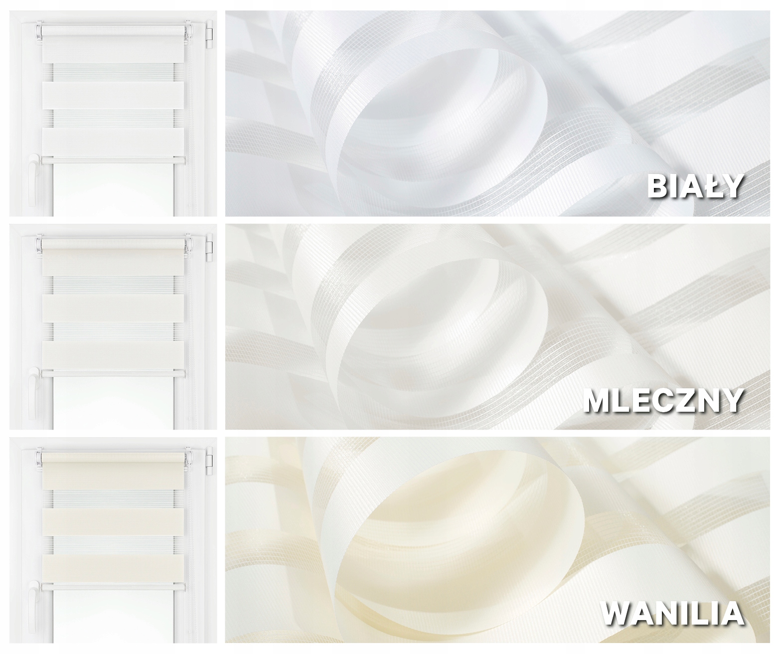 Roleta okienna DZIEŃ NOC na wymiar 52x140 bezinwazyjna Dzień i Noc Typ montażu bezinwazyjny