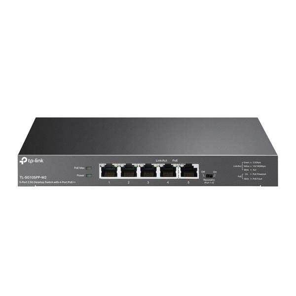 5-Port 2.5G Desktop Switch with 4-Port PoE++ Port: 4× 2.5G PoE++ Ports,…