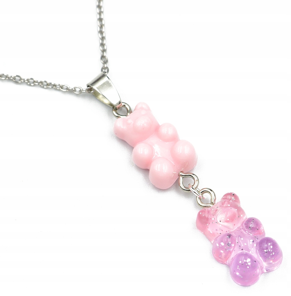 Naszyjnik łańcuszek 2 misie żelki 45cm Marka bez marki