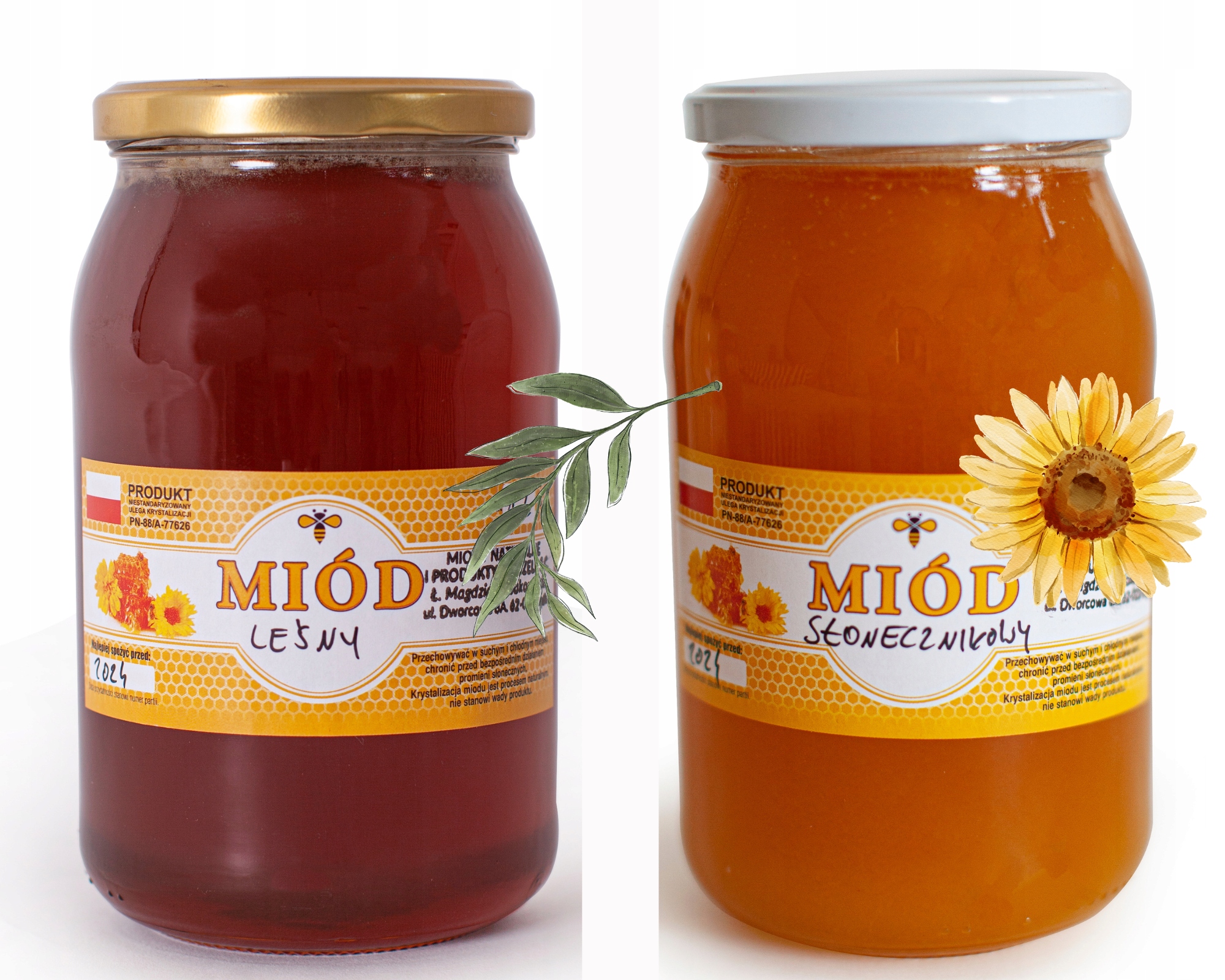 Levně Lesní med a Slunečnicový med – sada 2 x 1 kg