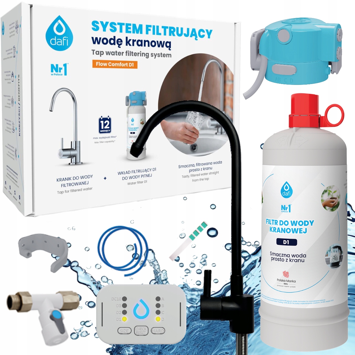 Filtr wody pitnej Dafi Comfort system filtrujący wodę czarny kran