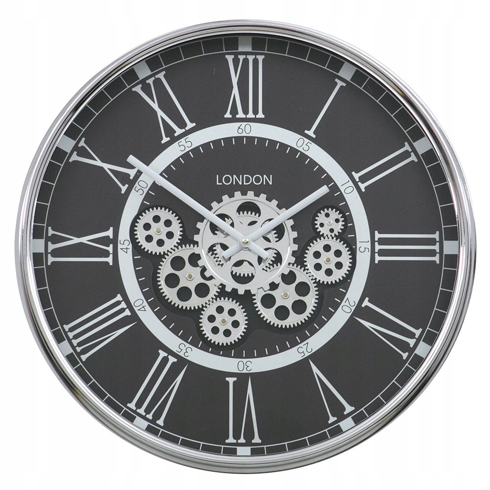 Čierne Hodiny Strieborná 54cm London S Režimami 50 60