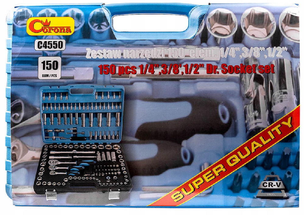 ZESTAW NARZĘDZI WALIZKA 150 ELEMENTÓW C4550 1/2'',3/8'',1/4'' Marka RICHMANN