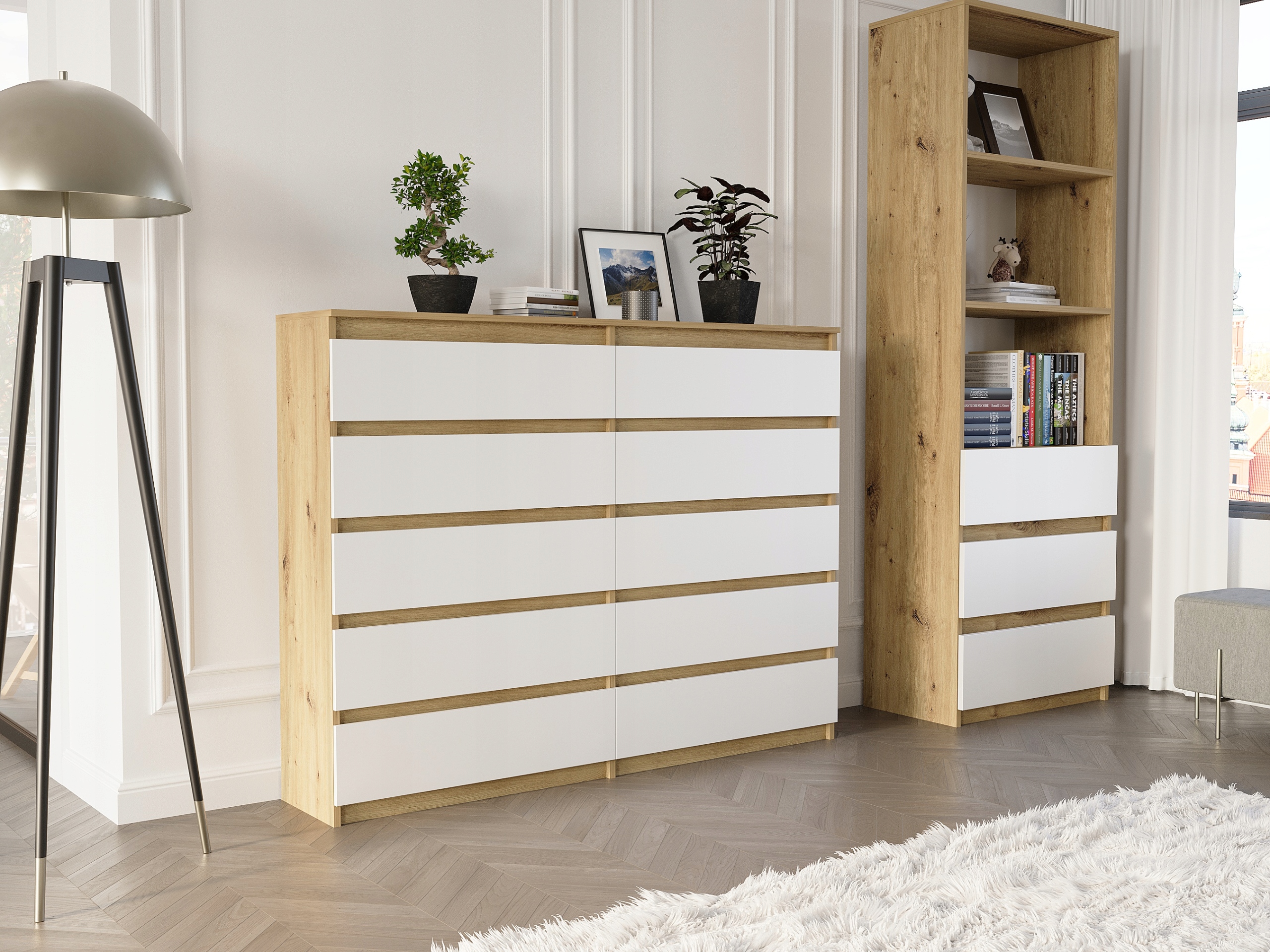 Nowoczesna KOMODA 160 SZAFKA 10 SZUFLAD R-160-S10 ARTISAN MIX