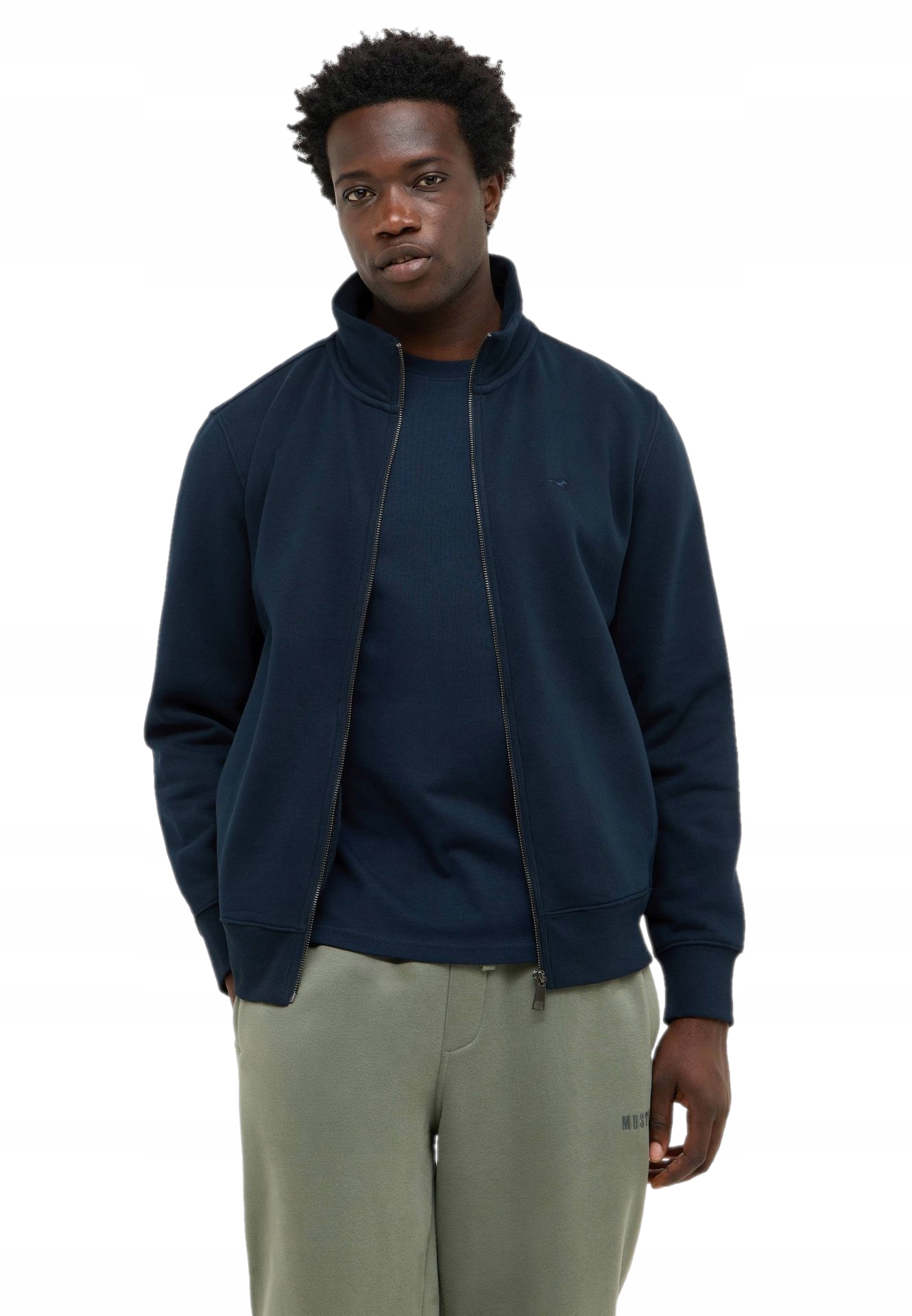 Rozepínací Mikina Pánská Tepláková Souprava Tmavě Modrá Bavlněný Zip Mustang XXL