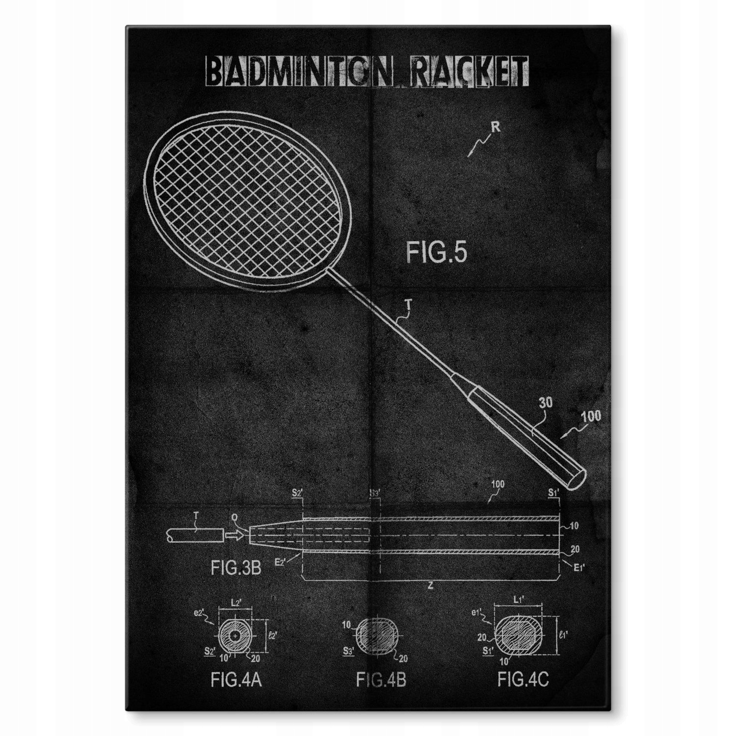 Kovový plakát Badmintonová raketa M