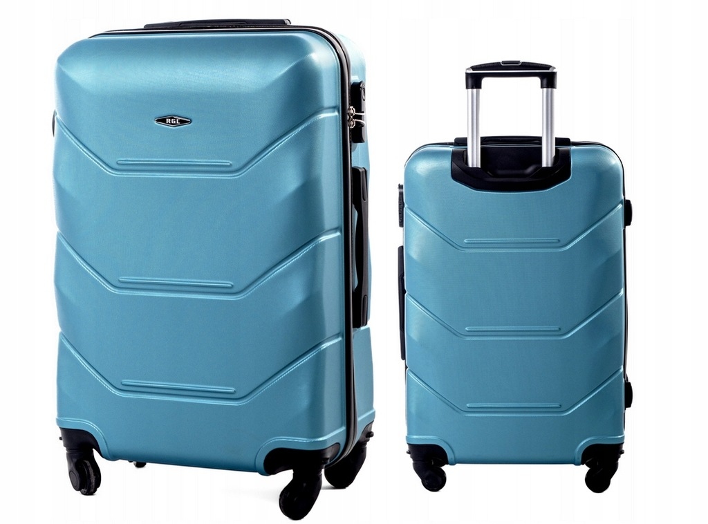 Walizka Duża XXL Podróżna Rgl Twarda Bagaż Niebieski Metaliczny