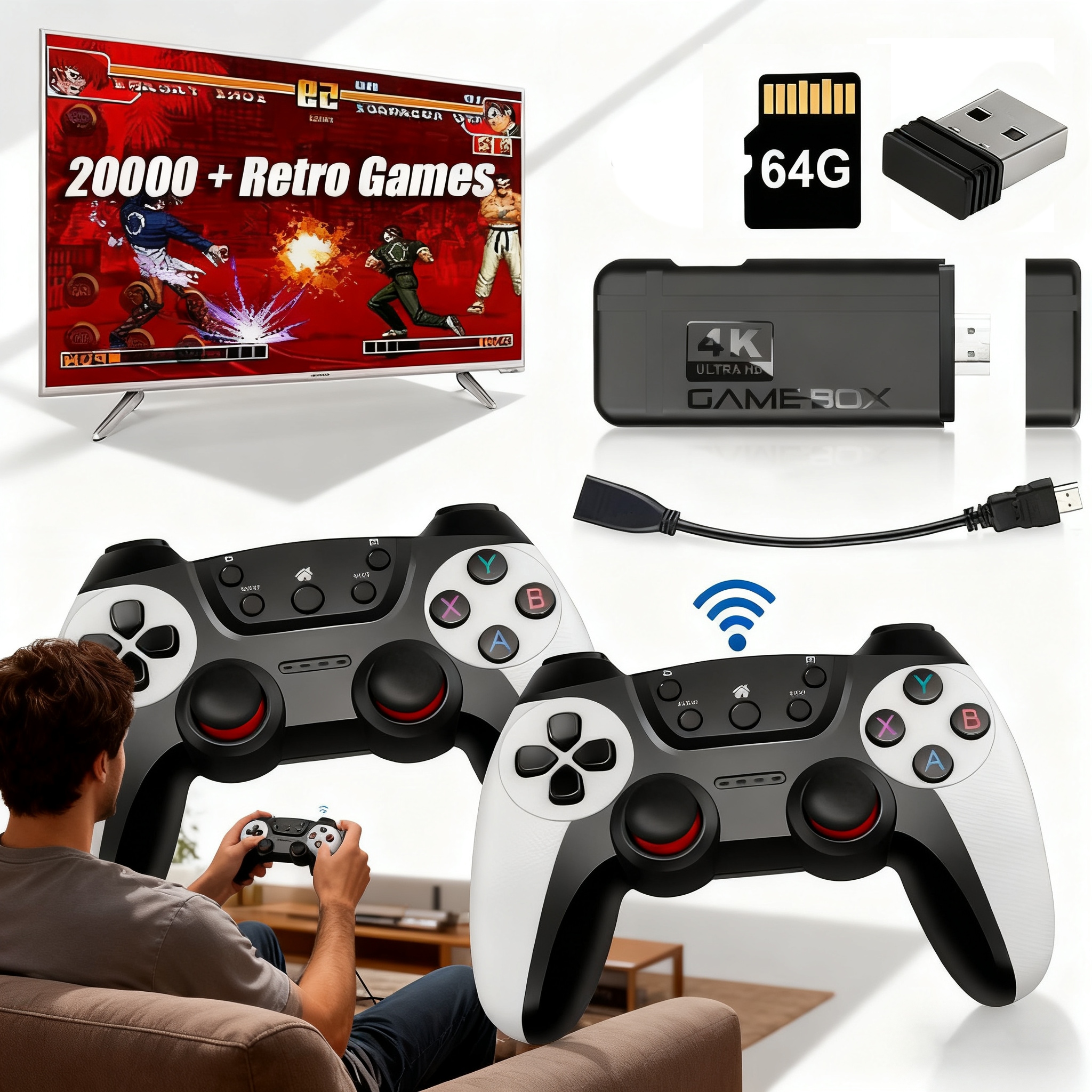 Bezprzewodowa Konsola Do Gier Retro Tv Game Stick 30000 Tytułów Hdmi Tv Pc