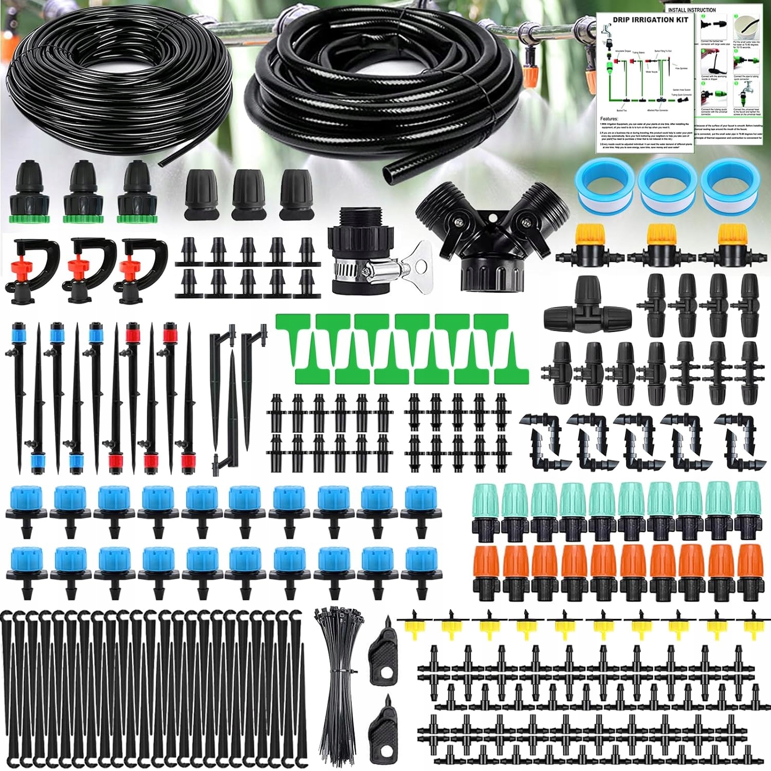 ZESTAW NAWADNIANIA AUTOMATYCZNEGO TRWANIKÓW NAWADNIANIE KROPELKOWE 50M
