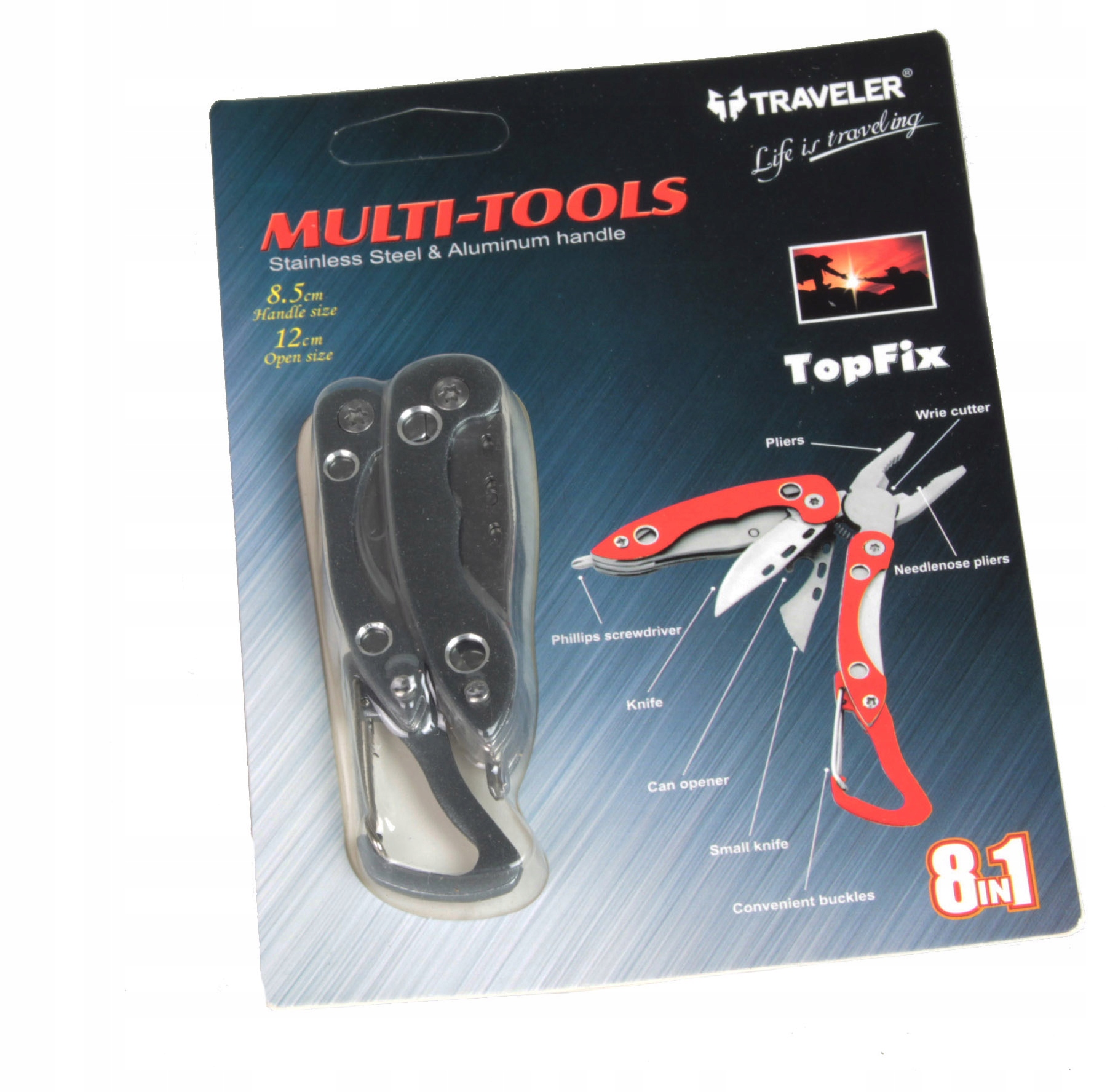 Multitool Traveler Scyzoryk nóż Kombinerki 8w1