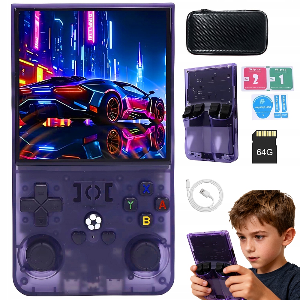 Konsola Do Gier R36MAX 64GB Ekran 4 Cale Ips Hd Joysticki Analogowe Pada