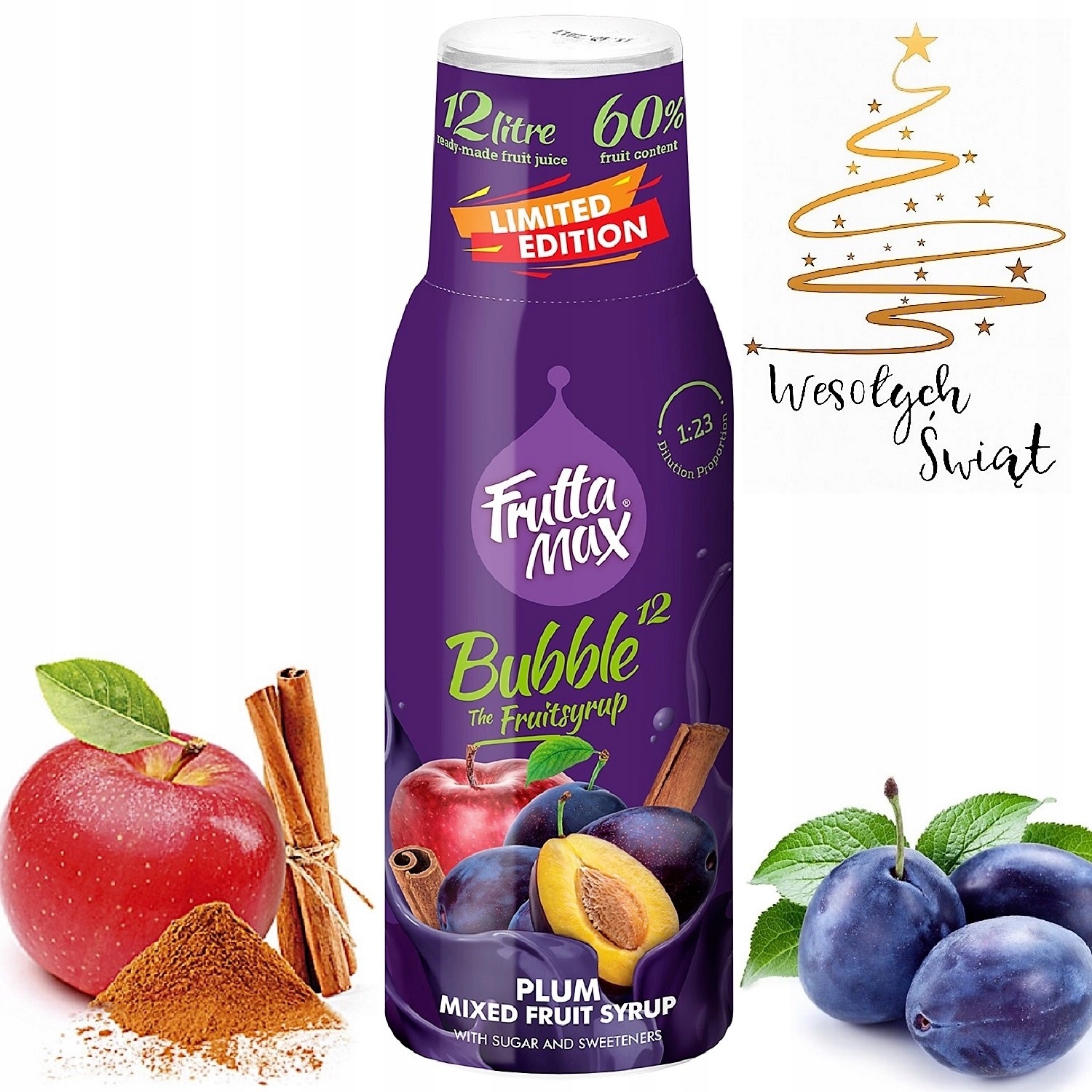 SYROP FRUTTAMAX Śliwka Jabłko Cynamon ŚWIĄTECZNA EDYCJA DO SODASTREAM
